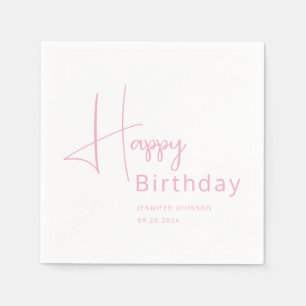 Servilleta De Papel Cumpleaños moderno en rosa guion