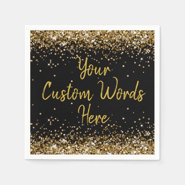 Servilleta De Papel Cumpleaños negro personalizado Fiesta Aniversario  (Anverso)