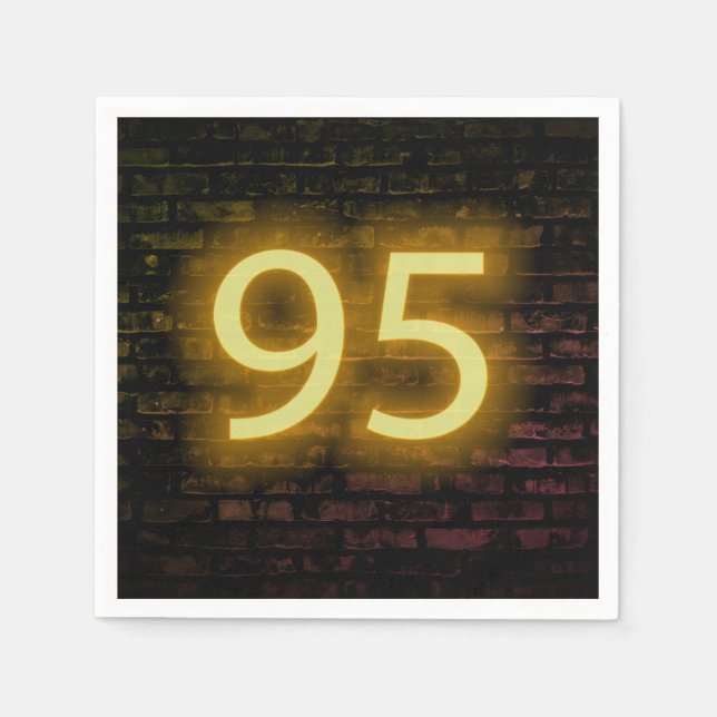 Servilleta De Papel Cumpleaños Neon 95 Rótulo en servilletas de pared  (Anverso)