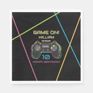 Servilleta De Papel Cumpleaños Neon de Juegos de Video para Adolescent