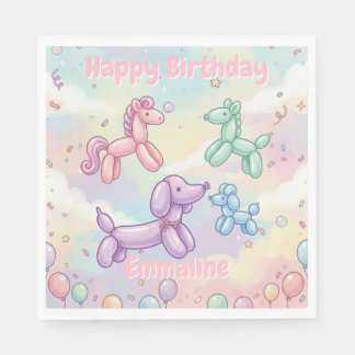Servilleta De Papel Cumpleaños niña animal globo pastel adorable