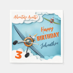 Servilleta De Papel Cumpleaños Niño Piloto de Avión de Caza