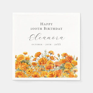 Servilleta De Papel Cumpleaños número 100 Flor de nacimiento de octubr