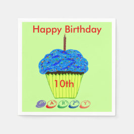 Servilleta De Papel Cumpleaños número 10 Taza de Cumpleaños Azul para
