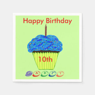 Servilleta De Papel Cumpleaños número 10 Taza de Cumpleaños Azul para