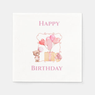 Servilleta De Papel Cumpleaños número 1 de las niñas lindas