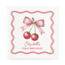Cumpleaños número 1 Rosa Femenino Coquette Cereza