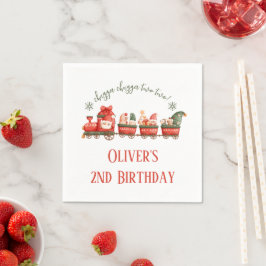 Servilleta De Papel Cumpleaños número 2 del Tren Acuarela Santas Fiest