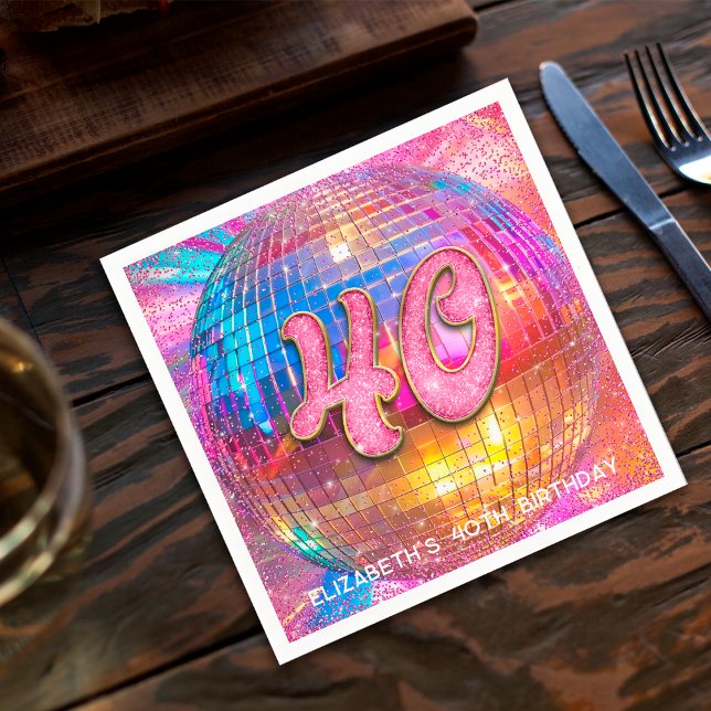 Servilleta De Papel Cumpleaños número 40 Fiesta Dorado Rosa Brillo Bol (Subido por el creador)