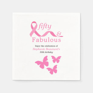 Servilleta De Papel Cumpleaños número 50 de Pink Fifty Fabulous Fighti