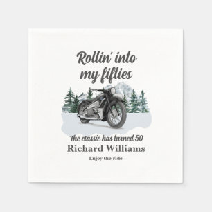Servilleta De Papel Cumpleaños número 50 de viaje en moto clásica roda