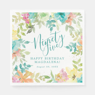 Servilleta De Papel Cumpleaños número 95 Verano Acuarela Floral Person