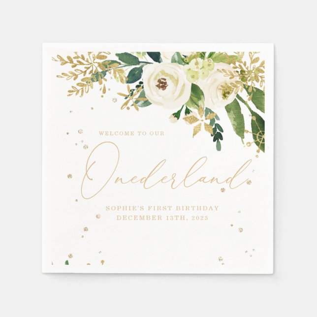 Servilleta De Papel Cumpleaños número uno de Onederland (Anverso)