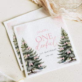 Servilleta De Papel Cumpleaños número uno de Onederland Winter Pink Bo