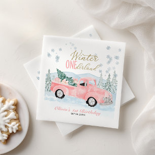 Servilleta De Papel Cumpleaños número uno de Winter Onederland Camione