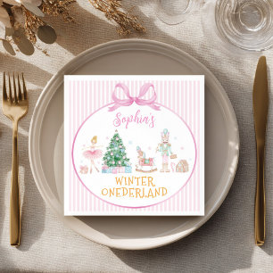 Servilleta De Papel Cumpleaños Onederland de Cascanueces Rosa de Invie