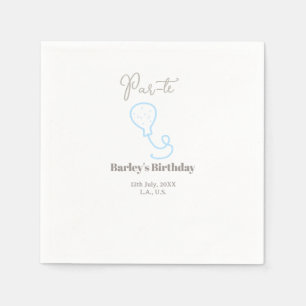 Servilleta De Papel cumpleaños par tee globo gris azul garabato nombre