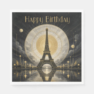 Servilleta De Papel Cumpleaños París Torre Eiffel Deco Dorado