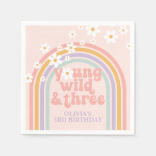 Servilleta De Papel Cumpleaños pastel arcoíris joven Wild tres 3