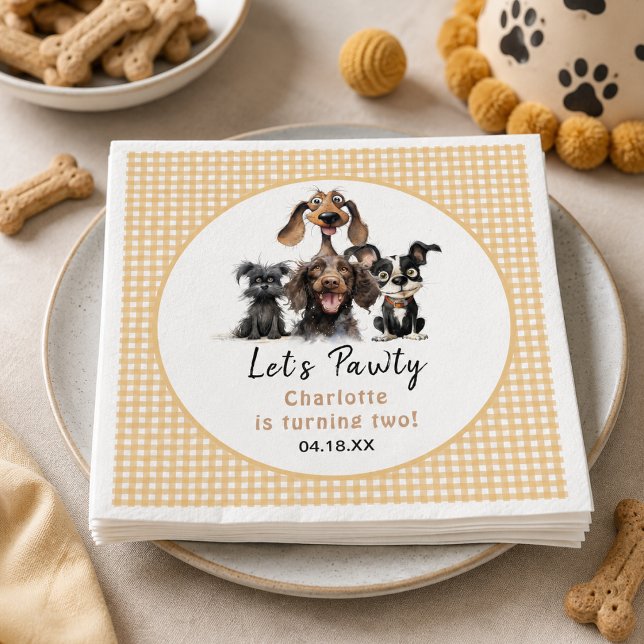 Servilleta De Papel Cumpleaños Perro Vamos a Pawty (Dog Let's Pawty Birthday Invitation
)