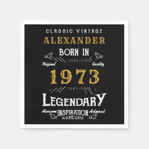 Servilleta De Papel Cumpleaños Personalizado 1973 Añadir tu nombre leg