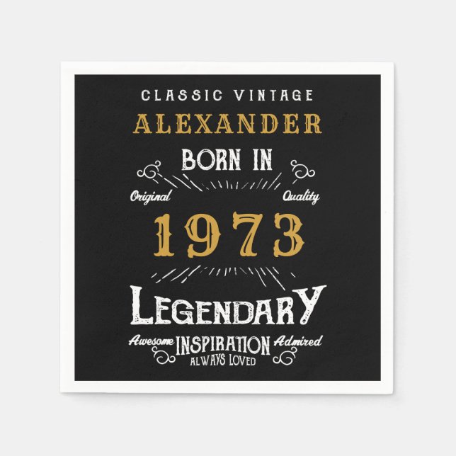 Servilleta De Papel Cumpleaños Personalizado 1973 Añadir tu nombre leg (Anverso)