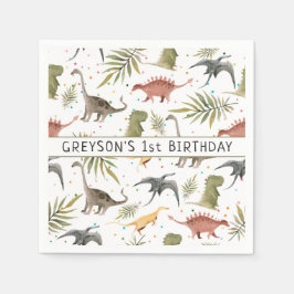 Servilleta De Papel Cumpleaños Personalizado Animal de Fiesta de Dinos