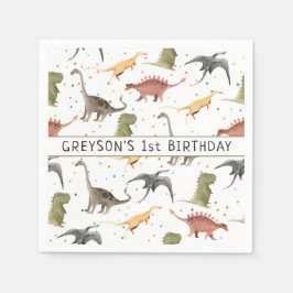 Servilleta De Papel Cumpleaños Personalizado Animal de Fiesta de Dinos