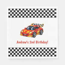 Cumpleaños Personalizado Coche de Carreras Rojo
