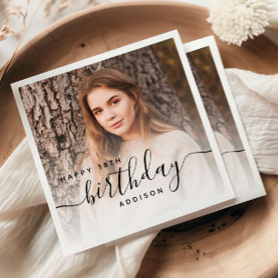 Servilleta De Papel Cumpleaños personalizado con foto y letra negra 18