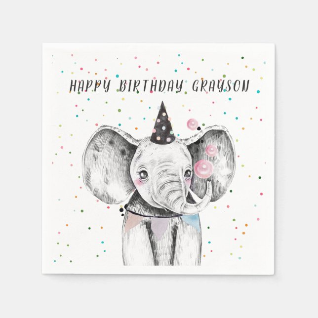 Servilleta De Papel Cumpleaños Personalizado de Animal de Fiesta Simpl (Anverso)