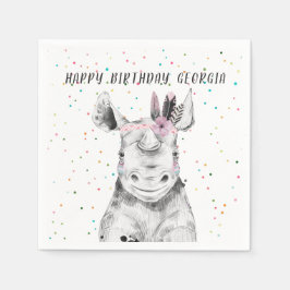 Servilleta De Papel Cumpleaños Personalizado de Animal de Fiesta Simpl