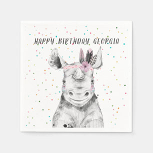 Servilleta De Papel Cumpleaños Personalizado de Animal de Fiesta Simpl