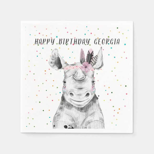 Servilleta De Papel Cumpleaños Personalizado de Animal de Fiesta Simpl (Anverso)
