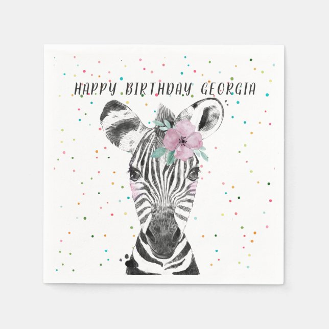 Servilleta De Papel Cumpleaños Personalizado de Animal de Fiesta Simpl (Anverso)