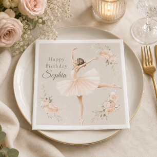 Servilleta De Papel Cumpleaños Personalizado de Bailarina con Floral R