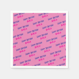 Servilleta De Papel Cumpleaños personalizado de bonito Rosa