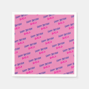 Servilleta De Papel Cumpleaños personalizado de bonito Rosa