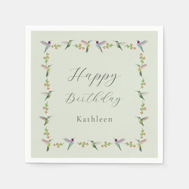 Servilleta De Papel Cumpleaños personalizado de colibríes de Anna (Anverso)