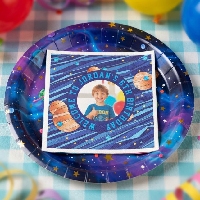 Servilleta De Papel Cumpleaños Personalizado de la Galaxia del Espacio (Subido por el creador)