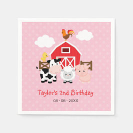 Servilleta De Papel Cumpleaños personalizado de los animales de granja
