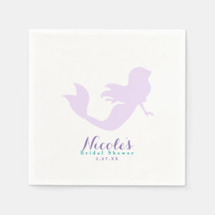 Servilleta De Papel Cumpleaños Personalizado de Sirena Morada con Bril