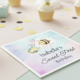 Servilleta De Papel Cumpleaños personalizado de Sweet Bee por primera 
