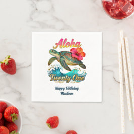 Servilleta De Papel Cumpleaños personalizado de Tortuga Marina Tropica