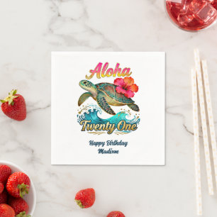 Servilleta De Papel Cumpleaños personalizado de Tortuga Marina Tropica