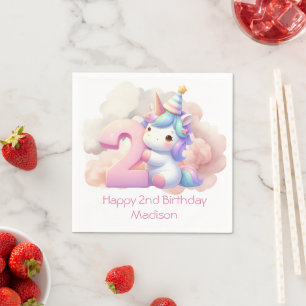 Servilleta De Papel Cumpleaños personalizado de Unicornio para niñas d