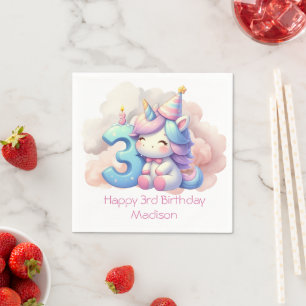 Servilleta De Papel Cumpleaños personalizado de Unicornio para niñas d