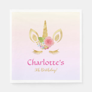 Servilleta De Papel Cumpleaños personalizado del arcoiris rosa de Uni