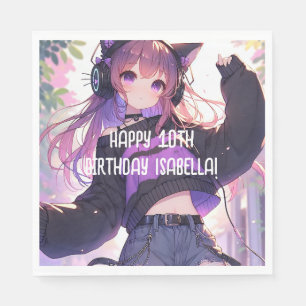 Servilleta De Papel Cumpleaños Personalizado del Chica bonito Anime