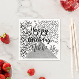 Servilleta De Papel Cumpleaños Personalizado del Purpurinoso Mandala L